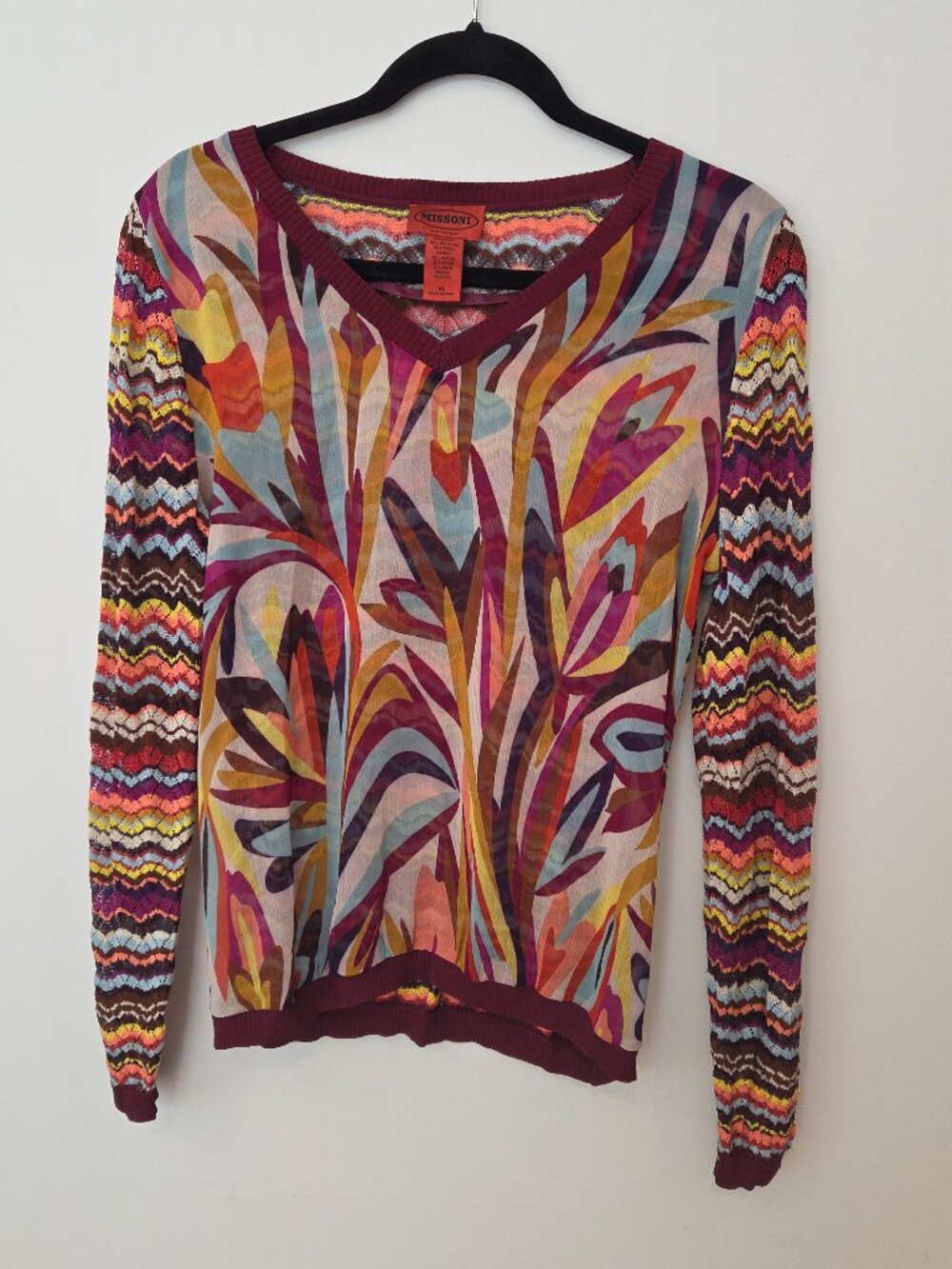 Missoni for Target Chevron Knit V Neck Sweater Size XL Multicolor